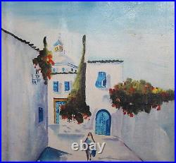 Impressionist oil painting oriental cityscape signed