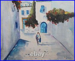 Impressionist oil painting oriental cityscape signed