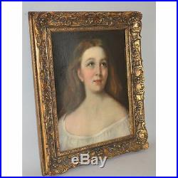 Incredible Antique Figural Portrait of Woman, Oil on Canvas Painting, A. J Buxton
