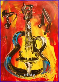 JAZZ GUITAR BY M. Kazav Abstract Original Oil Painting UNIQUE STYLE