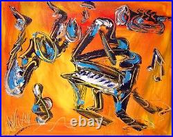 JAZZ MUSIC ABSTRACT BY KAZAV Painting Original Oil Canvas BY796D