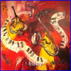JAZZ MUSIC Abstract Pop Art Painting Original Oil On Canvas Gallery RR43