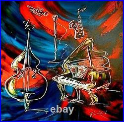 JAZZ MUSIC MODERNIST ABSTRACT Oil Painting canvas IMPRESSIONIST KAZAV GFTUR
