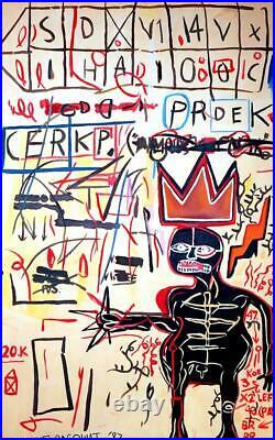 JEAN-MICHEL BASQUIAT Lovely Oil on Canvas Painting Signed & Dated'82. Pop Art
