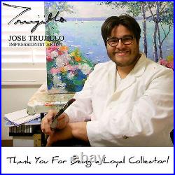JOSE TRUJILLO FRAMED Oil Painting Modern Impressionist BUILDINGS FIGURES ART