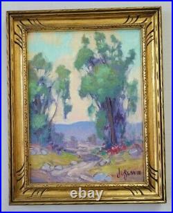 James Slay Listed California Plein Air Landscape Oil Painting Old Vintage Frame