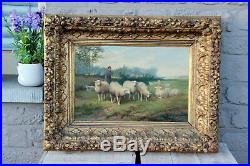 Jef Louis Van Leemputten Belgian, 1865-1948 oil canvas antique painting sheep