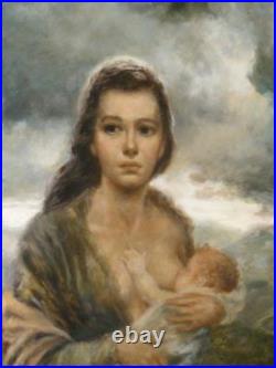 Joe King aka Vinciata Original Oil Painting Young Mother 1957 Very Large