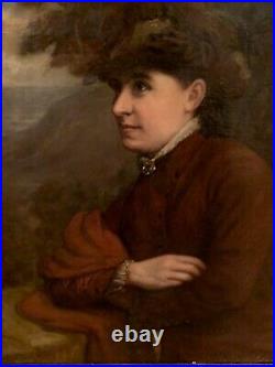 John Davidson 1895 ANTIQUE OIL Canvas PAINTING PORTRAIT Of Woman Framed