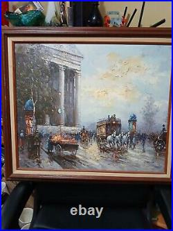 Johnny Gaston Signed Original Oil On Canvas Painting Paris Street Scene