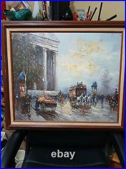 Johnny Gaston Signed Original Oil On Canvas Painting Paris Street Scene