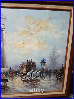 Johnny Gaston Signed Original Oil On Canvas Painting Paris Street Scene