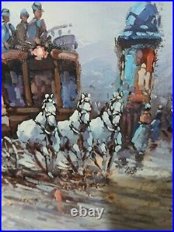 Johnny Gaston Signed Original Oil On Canvas Painting Paris Street Scene