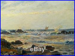 Justus Lunegard (swedish) Original 19th C Antique Coastal Landscape Oil Painting