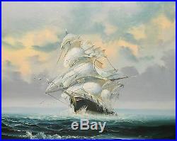 K. Max Sailing Ship Original Oil On Canvas Seascape Painting