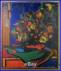 K Simpson Mid-Century Modern Abstract Oil Painting COLOR Impasto 1960 Cubist