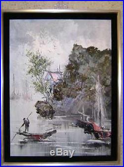 Kee Fung Ng Oil Painting on canvas, San Francisco Artist from China, boats/water