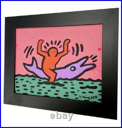 Keith Haring Graffiti Art Pop Art Original Dolphin Painting