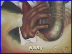 LF46484EC Saxophone Musician Framed Oil Painting On Canvas