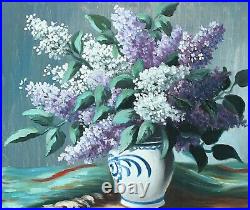 LIlac BOUQUET BEAUTIFUL OIL PAINTING ON CANVAS