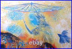 LOW PRICE PICASO style NAKED WOMAN RIDING ELPHANT SIGNED ABSTRACT OIL PAINTING