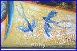 LOW PRICE PICASO style NAKED WOMAN RIDING ELPHANT SIGNED ABSTRACT OIL PAINTING