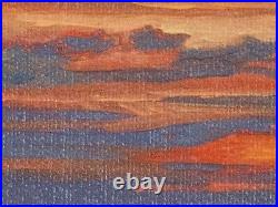 Lake sunset waterscape, Original artwork oil painting, landscape 11''x14