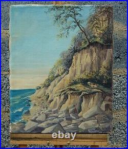 Landscape By The Sea Old Oil Painting On Canvas