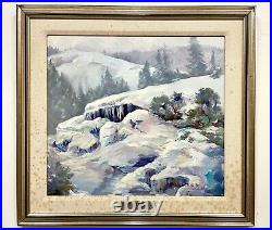 Landscape Oil Painting, Winterscape Signed Grace Schlesier 18 X 20 On Canvas
