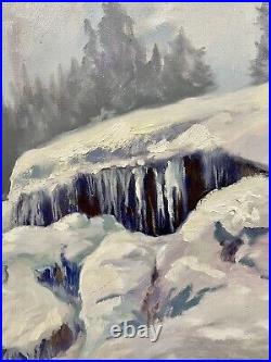 Landscape Oil Painting, Winterscape Signed Grace Schlesier 18 X 20 On Canvas