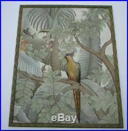 Large Budiartha Painting Ubud Bali Masterful Tropical 49 Inches Parrot Landscape