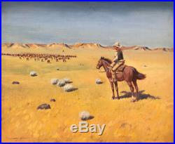 Large Leonard H. Reedy Western Original Oil on Canvas Painting, 36 1/2 x 32