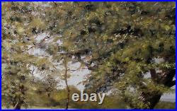 Large Texas Hill Country Bluebonnets Oak Trees Landscape Oil Painting By Moore