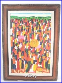 Laurent Casimir Listed Artist Oil On Canvas Haitian Market Scene Painting