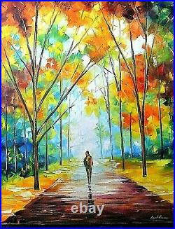 Leonid Afremov-Autumn Path-Original Oil Painting/Canvas/Hand Signed/COA/30x40