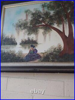 Lewis Perez Original Textured 3D Oil Painting Landscape with 2 Kids Framed Signed