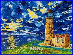 Lighthouse Oil Painting on stretched canvas. Paintings on canvas artwork palette