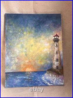 Lighthouse Original Oil Painting On Canvas Artwork Seascape Home Decor