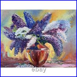 Lilac Blossom Original Oil Painting on Canvas Lilac Bouquet Flowers Art Floral W