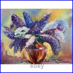 Lilac Blossom Original Oil Painting on Canvas Lilac Bouquet Flowers Art Floral W