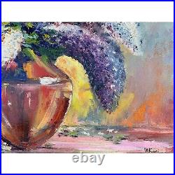 Lilac Blossom Original Oil Painting on Canvas Lilac Bouquet Flowers Art Floral W