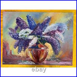 Lilac Blossom Original Oil Painting on Canvas Lilac Bouquet Flowers Art Floral W