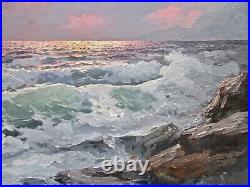 Listed Artist Alex Dzigurski (1911-1995) Large Nocturnal Oil Seascape Painting