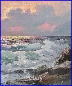 Listed Artist Alex Dzigurski (1911-1995) Large Nocturnal Oil Seascape Painting