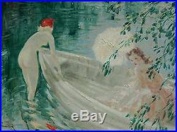 Louis Icart Oil-Canvas Painting 1930s Art Deco Beauty Nude Original Clean COA