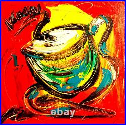 MARK KAZAV IMPRESSIONIST coffee art CANVAS Original Oil Painting IMPASTO