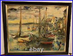 MCM Huge French Artist Marc Selva Authentic Signed/Framed Oil on Canvas Painting
