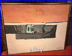 MID Century Modern Abstract Oil Painting Signed Cambell