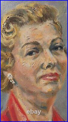 MID Century Modern Portrait Oil Painting Vintage 1940s New Hope Pa Woman Estate