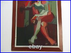 MID Century Modernism Painting Female Woman Abstract Nude Model Cubist Cubism